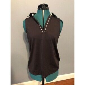 Tuckernuck Black and White Sleeveless Collared Tennis Shirt, size S